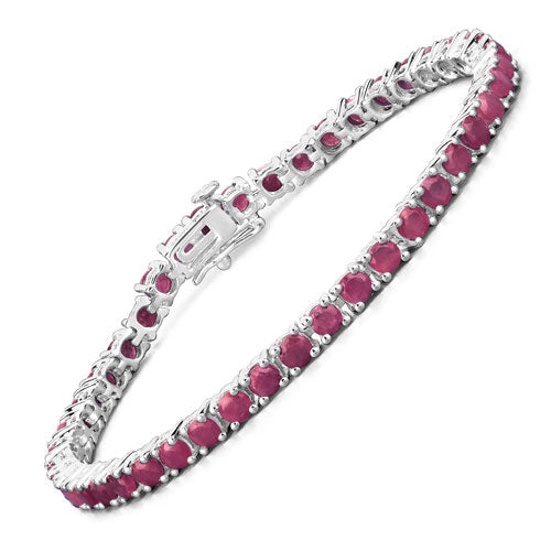 8.80 Carat Genuine Ruby .925 Sterling Silver Bracelet DestGlow