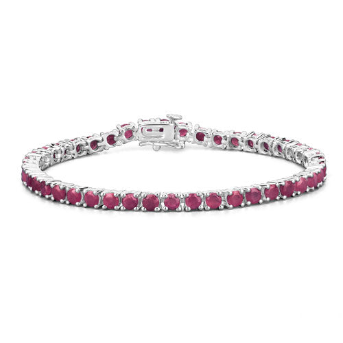 8.80 Carat Genuine Ruby .925 Sterling Silver Bracelet DestGlow