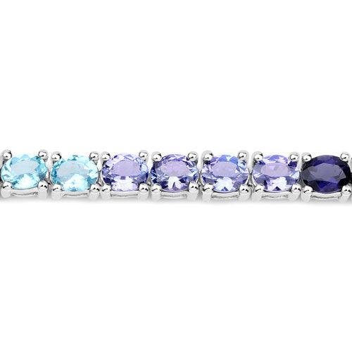 12.04 Carat Genuine Multi Stone .925 Sterling Silver Bracelet by Bids.com