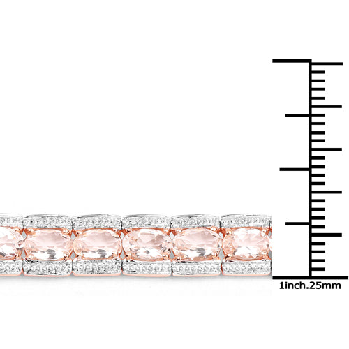 18K Rose Gold Plated 11.60 Carat Genuine Morganite .925 Sterling Silver Bracelet by Bids.com