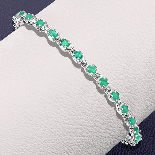 3.78 Carat Genuine Emerald .925 Sterling Silver Bracelet DestGlow