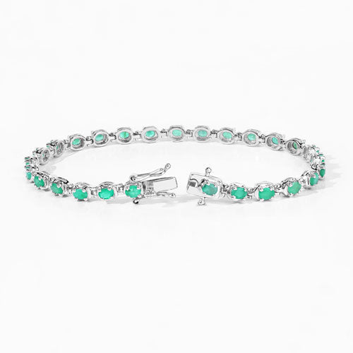 3.78 Carat Genuine Emerald .925 Sterling Silver Bracelet DestGlow