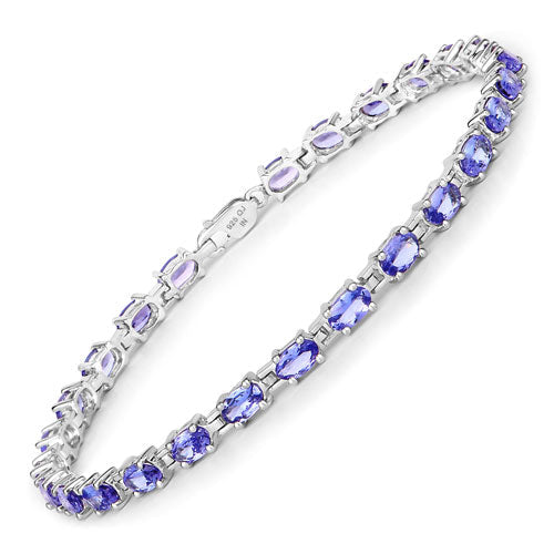 6.25 Carat Genuine Tanzanite .925 Sterling Silver Bracelet DestGlow