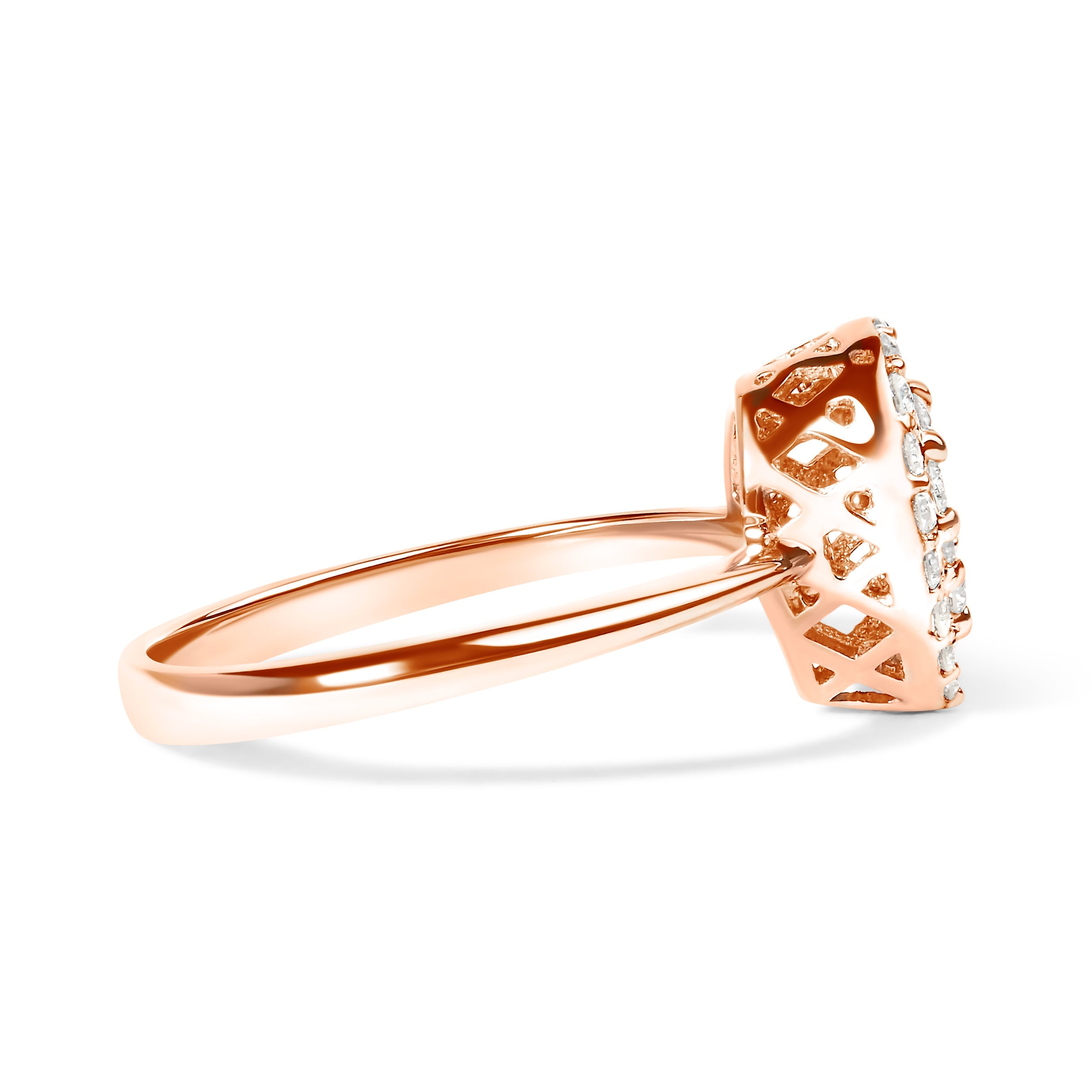10K Rose Gold 3/8 Cttw Round-Cut Diamond Pear Promise Ring (I-J Color, I2-I3 Clarity) - Size 7 by Bids.com