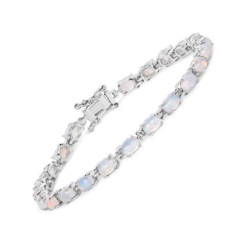 5.94 Carat Genuine Ethiopian Opal .925 Sterling Silver Bracelet DestGlow