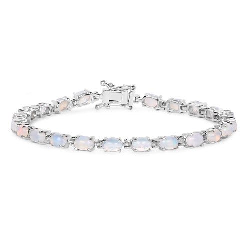 5.94 Carat Genuine Ethiopian Opal .925 Sterling Silver Bracelet DestGlow