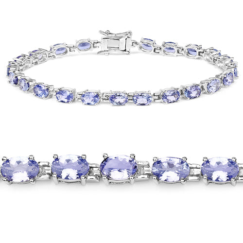 9.68 Carat Genuine Tanzanite .925 Sterling Silver Bracelet DestGlow