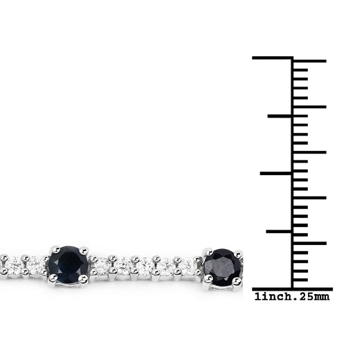 6.21 Carat Genuine Blue Sapphire and White Zircon .925 Sterling Silver Bracelet by Bids.com