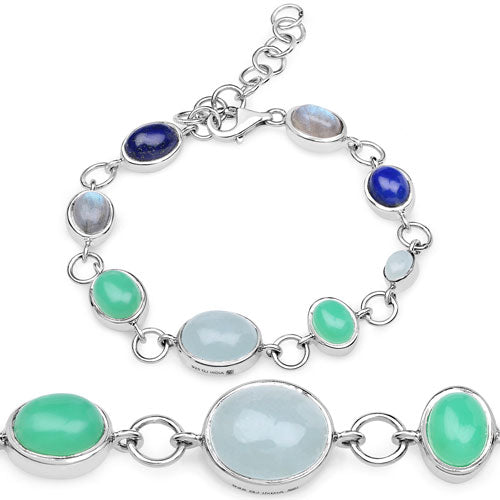 15.67 Carat Genuine Multi Stone .925 Sterling Silver Bracelet DestGlow