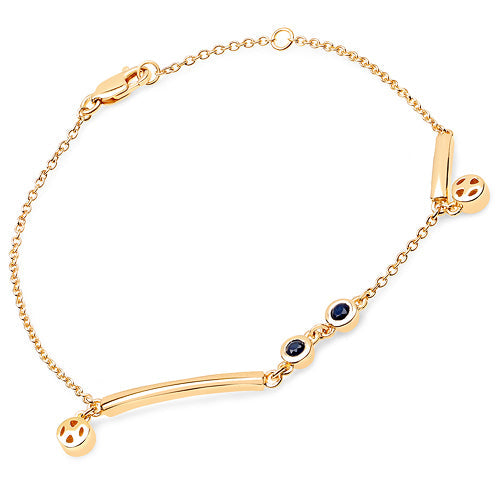 18K Yellow Gold Plated 0.24 Carat Genuine Blue Sapphire .925 Sterling Silver Bracelet