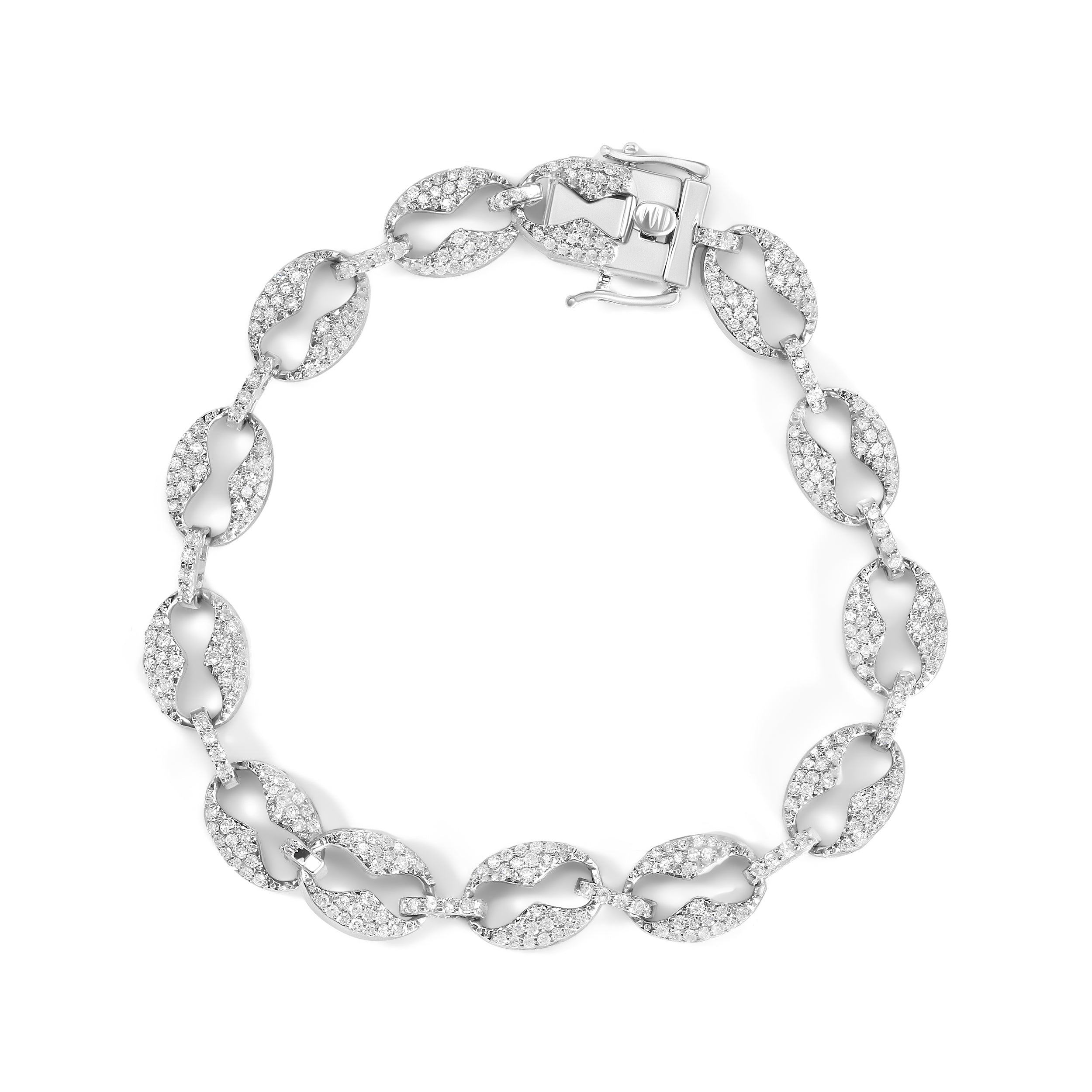 14K White Gold 1 1/2 Cttw Round Diamond Set Link Bracelet (I-J Color, I1-I2 Clarity) - 7" by Bids.com