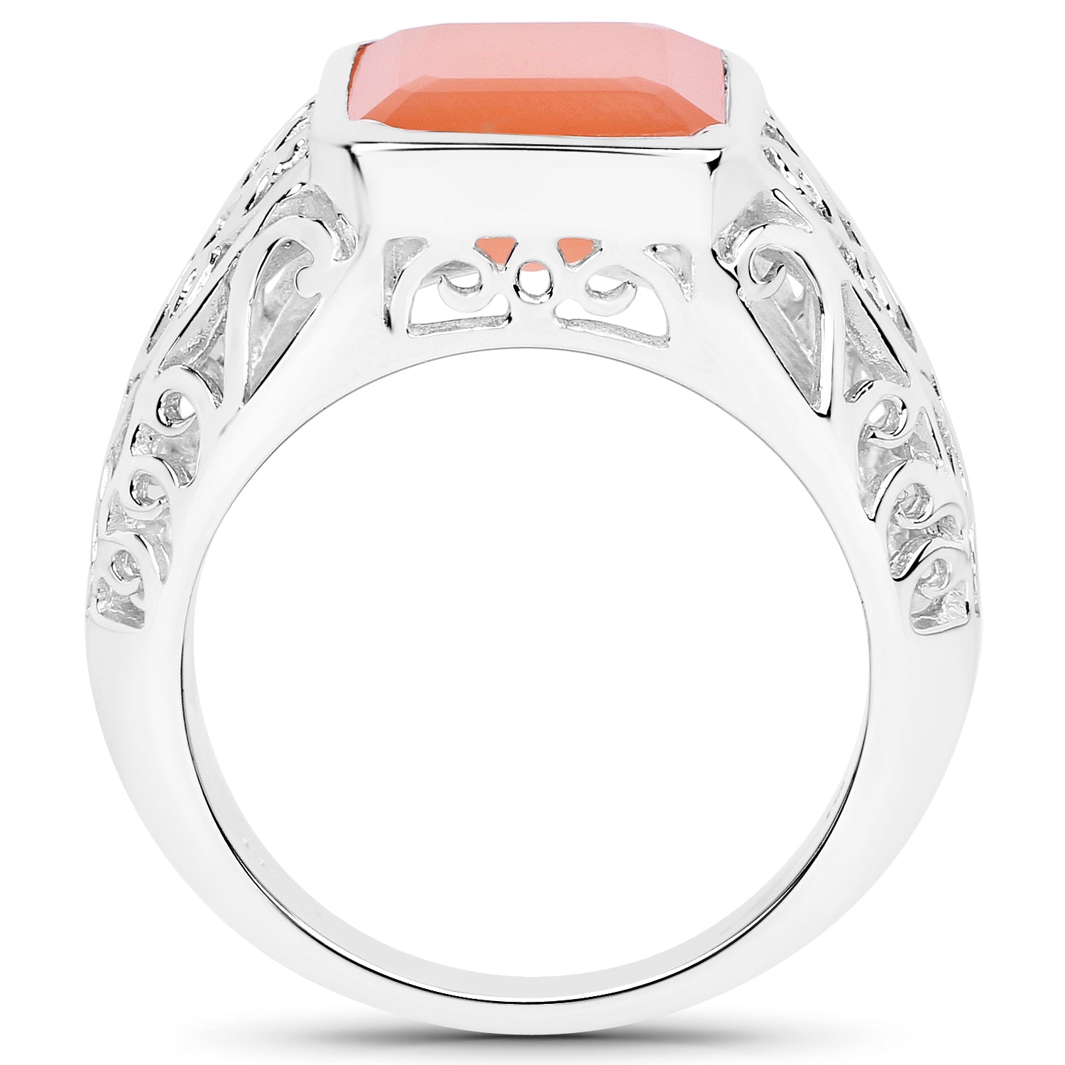 5.75 Carat Genuine Peach Moonstone .925 Sterling Silver Ring by Bids.com