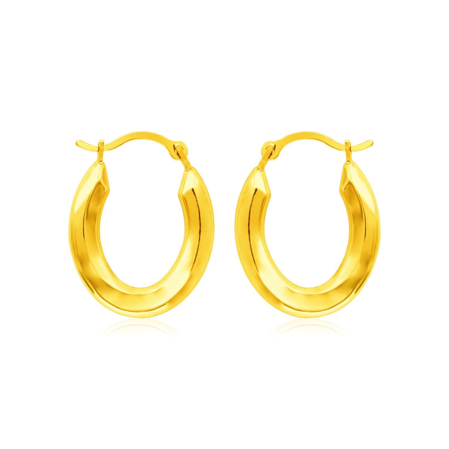 14k Yellow Gold Polished Oval Hoop Earrings by Bids.com