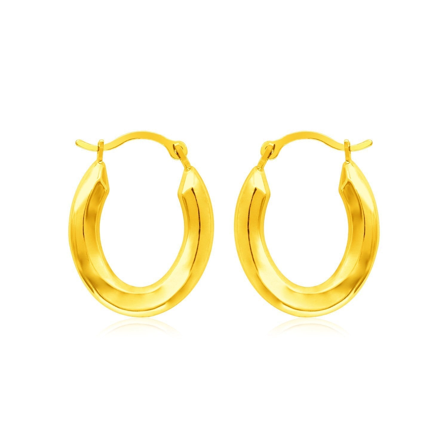 14k Yellow Gold Polished Oval Hoop Earrings