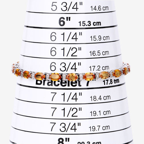 16.73 Carat Genuine Orange Sapphire and White Diamond 14K White Gold Bracelet by Bids.com