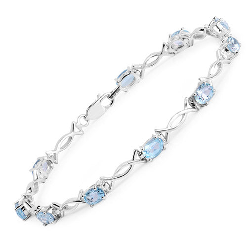 5.10 Carat Genuine Blue Topaz .925 Sterling Silver Bracelet DestGlow