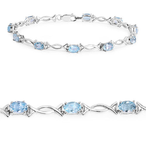 5.10 Carat Genuine Blue Topaz .925 Sterling Silver Bracelet DestGlow