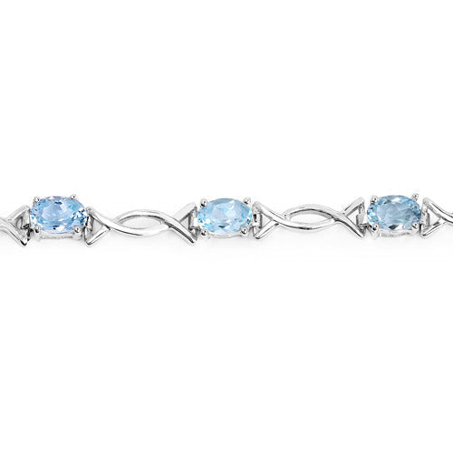5.10 Carat Genuine Blue Topaz .925 Sterling Silver Bracelet DestGlow