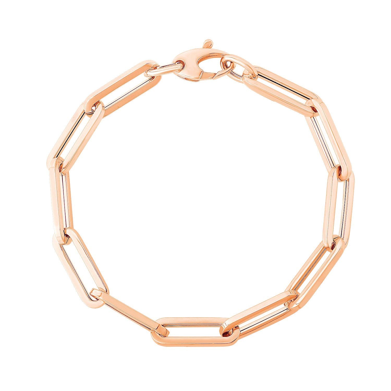 14K Rose Gold Extra Wide Paperclip Chain Bracelet by Bids.com