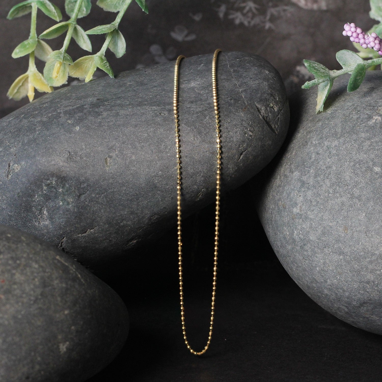 14k Yellow Gold Diamond-Cut Bead Chain 1.0mm by Bids.com