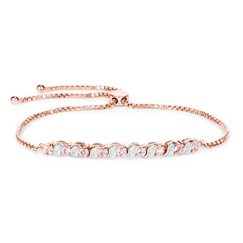 0.89 Carat Genuine Morganite and White Topaz .925 Sterling Silver Bracelet by Bids.com