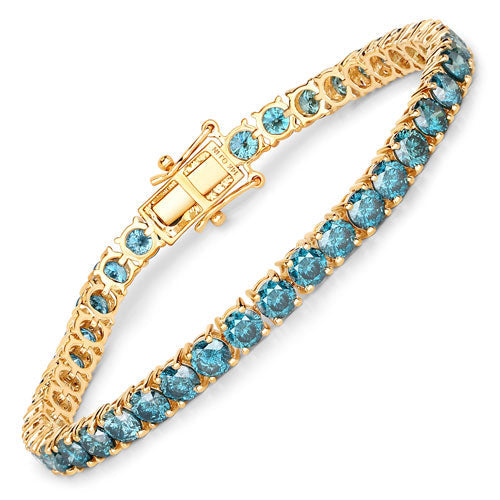 13.07 Carat Genuine Blue Diamond 14K Yellow Gold Bracelet DestGlow