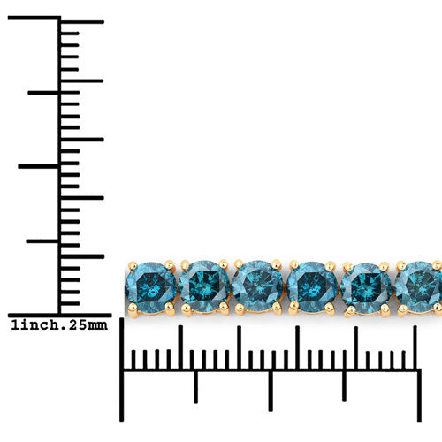 13.07 Carat Genuine Blue Diamond 14K Yellow Gold Bracelet DestGlow