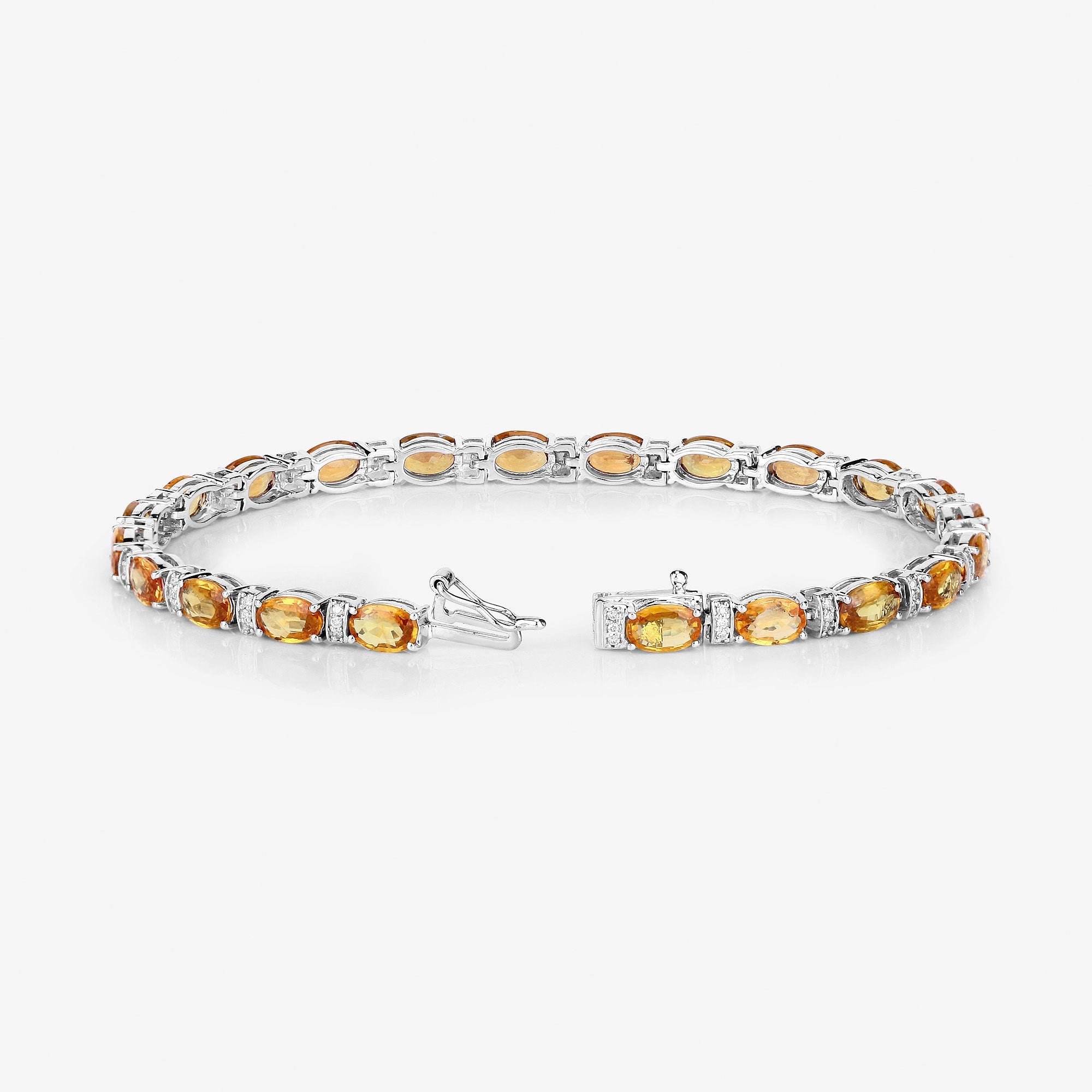 12.33 Carat Genuine Orange Sapphire and White Diamond 14K White Gold Bracelet by Bids.com