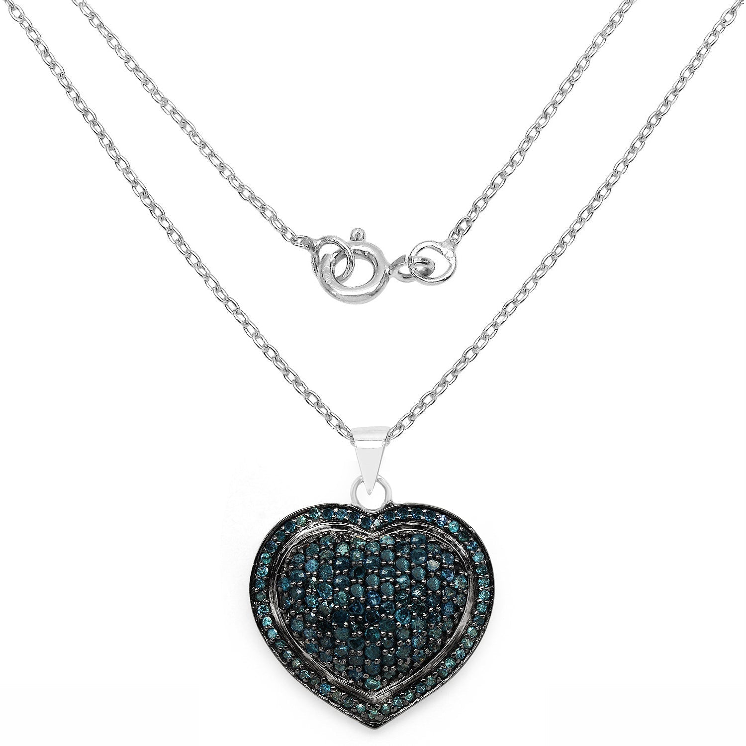 1.25 Carat Genuine Blue Diamond .925 Sterling Silver Pendant
