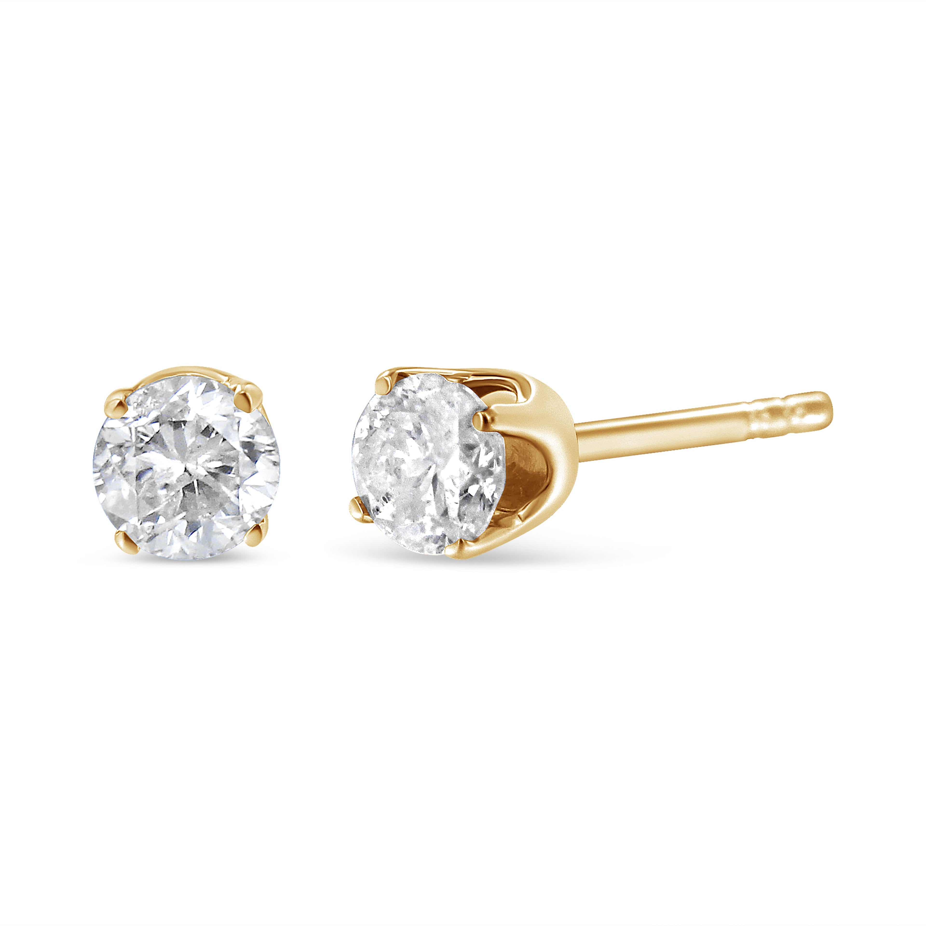 14K Yellow Gold 1/2 Cttw Round-Cut Diamond Solitaire Stud Earrings (O-P Color, SI2-I1 Clarity) DestGlow