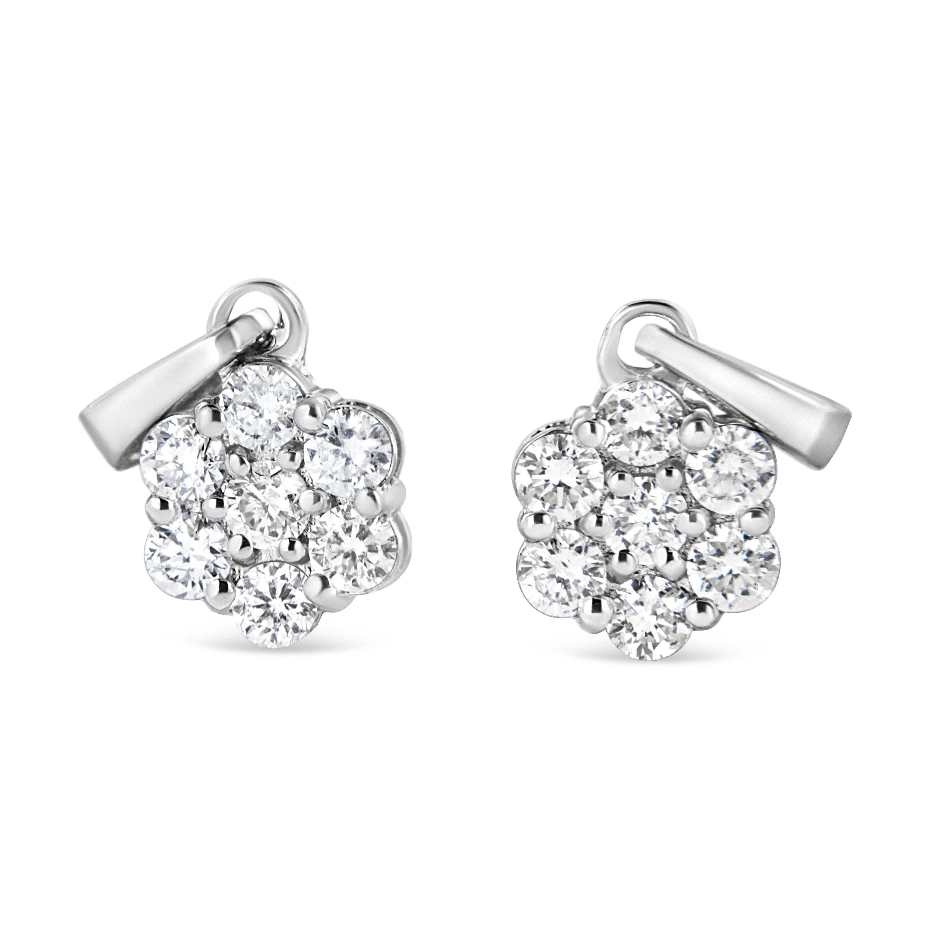 14KT White Gold 1/2 cttw Diamond Floral Cluster Pendant Necklace (HI, SI2-I1) by Bids.com
