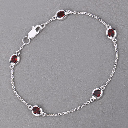 2.25 Carat Genuine Garnet .925 Sterling Silver Bracelet by Bids.com