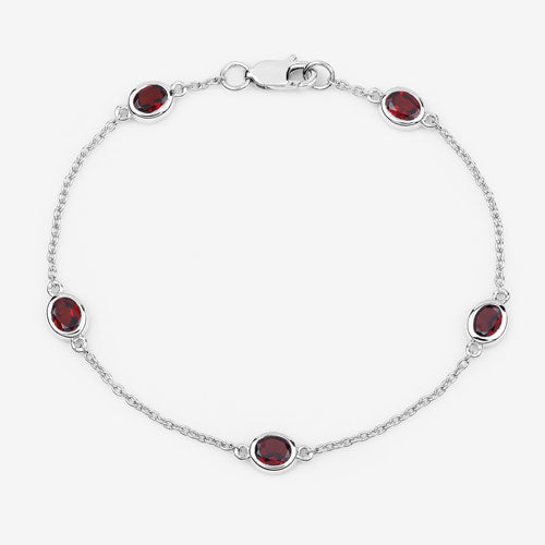 2.25 Carat Genuine Garnet .925 Sterling Silver Bracelet by Bids.com