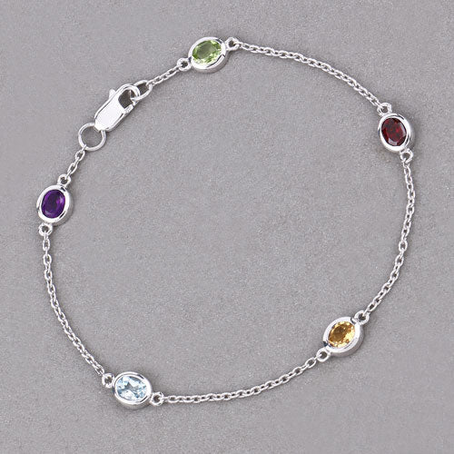1.83 Carat Genuine Multi Stones .925 Sterling Silver Bracelet DestGlow