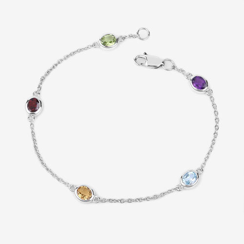 1.83 Carat Genuine Multi Stones .925 Sterling Silver Bracelet DestGlow