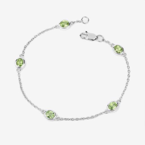 1.75 Carat Genuine Peridot .925 Sterling Silver Bracelet DestGlow