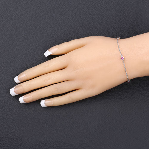 0.65 Carat Genuine Ruby .925 Sterling Silver Bracelet by Bids.com