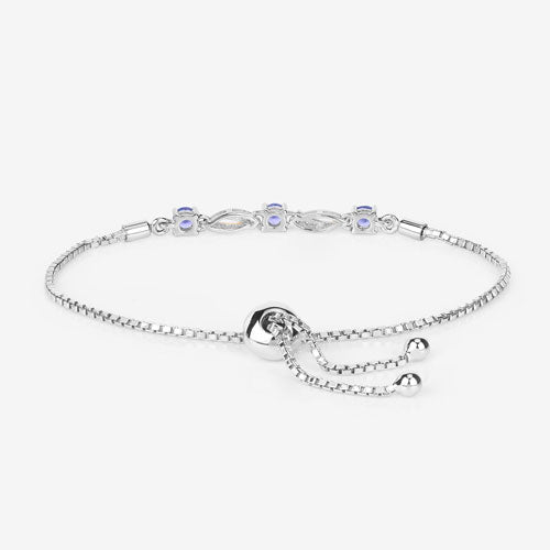 0.77 Carat Genuine Tanzanite and White Sapphire .925 Sterling Silver Bracelet by Bids.com