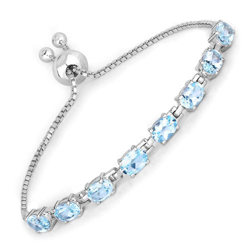7.60 Carat Genuine Blue Topaz .925 Sterling Silver Bracelet by Bids.com