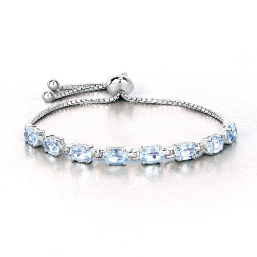 7.60 Carat Genuine Blue Topaz .925 Sterling Silver Bracelet by Bids.com