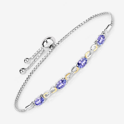 1.81 Carat Genuine Tanzanite and White Topaz .925 Sterling Silver Bracelet by Bids.com