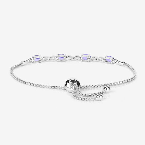 1.81 Carat Genuine Tanzanite and White Topaz .925 Sterling Silver Bracelet by Bids.com