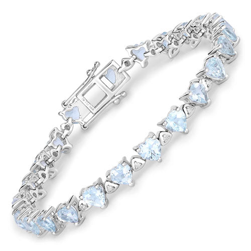 7.71 Carat Genuine Aquamarine and White Diamond .925 Sterling Silver Bracelet by Bids.com
