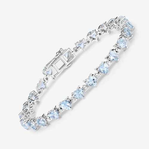 7.71 Carat Genuine Aquamarine and White Diamond .925 Sterling Silver Bracelet by Bids.com