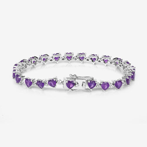 10.01 Carat Genuine Amethyst and White Diamond .925 Sterling Silver Bracelet DestGlow