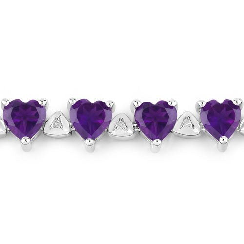10.01 Carat Genuine Amethyst and White Diamond .925 Sterling Silver Bracelet DestGlow