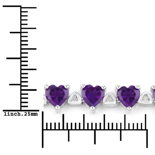10.01 Carat Genuine Amethyst and White Diamond .925 Sterling Silver Bracelet DestGlow