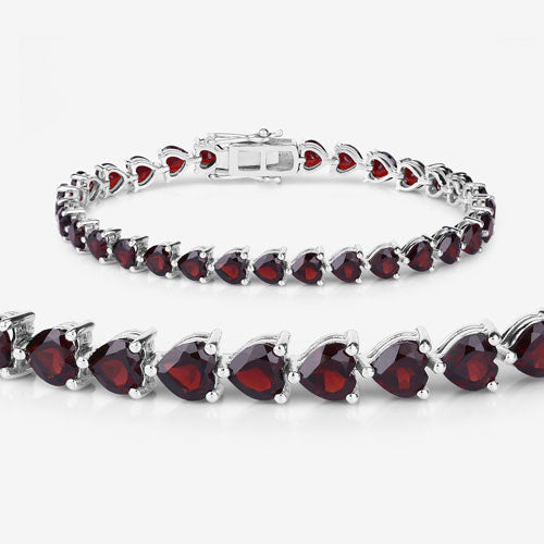 15.50 Carat Genuine Garnet .925 Sterling Silver Bracelet DestGlow
