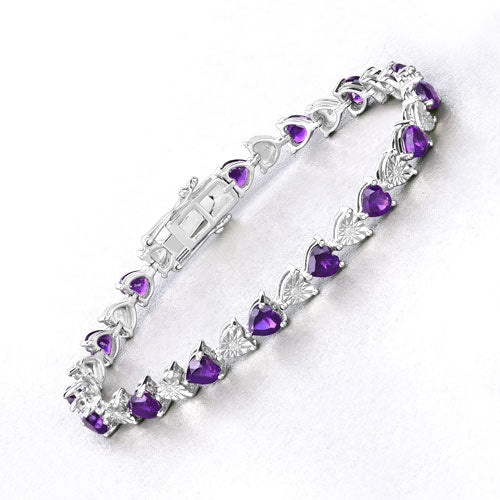 6.59 Carat Genuine Amethyst and White Diamond .925 Sterling Silver Bracelet by Bids.com