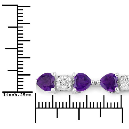 9.56 Carat Genuine Amethyst and White Diamond .925 Sterling Silver Bracelet by Bids.com